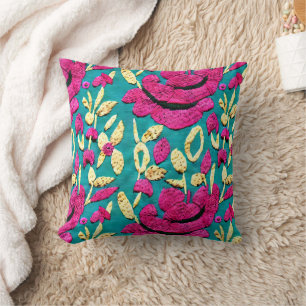 Coussin Faux Broderie Boho Floral
