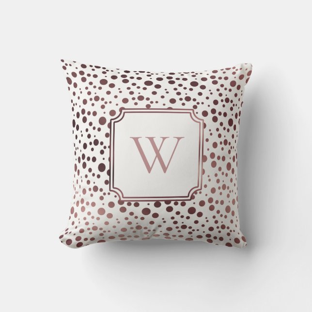Coussin Faux cercles en feuille d'or rose avec monogramme  (Recto)