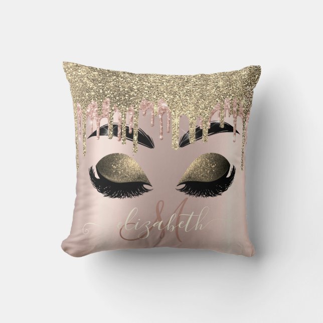 Coussin Faux Cils Monogramme avec Gouttes de Paillettes Do (Recto)