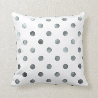 Coussin Faux Faux Foil Polka Point blanc