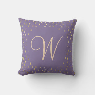 Coussin Faux foil or pluie gouttes de monogramme tendance