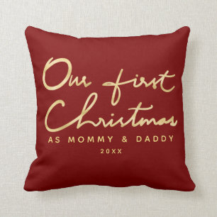 Coussin Faux Gold Notre premier Noël en tant que maman et 
