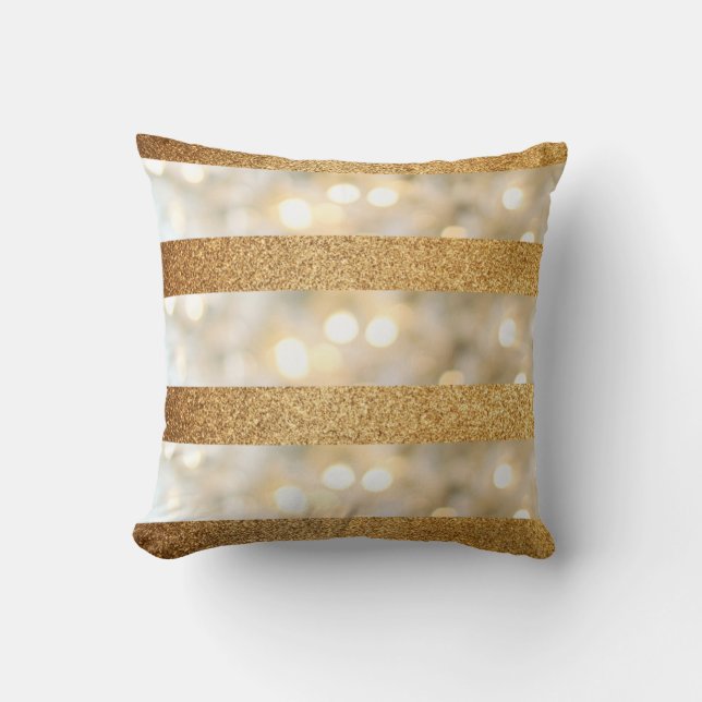 Coussin Faux Gold parties scintillant et White (Recto)