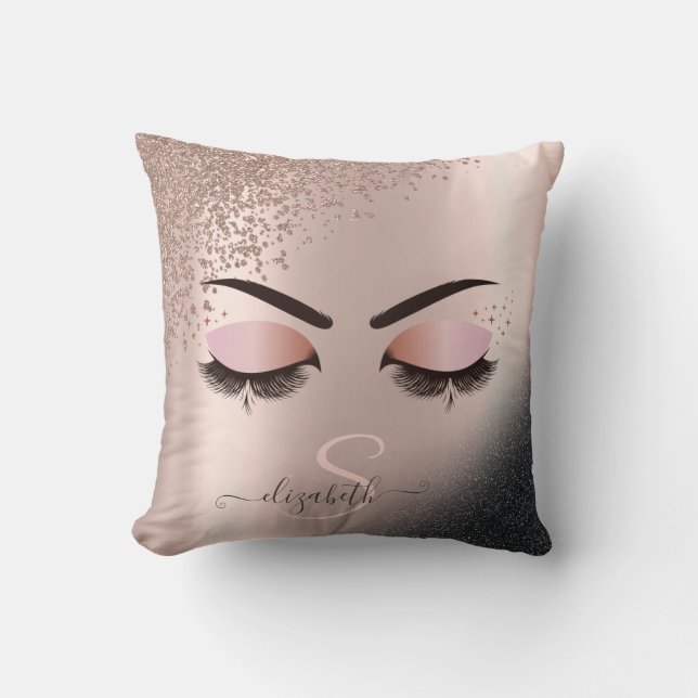 Coussin Faux Lashes Black Rose Gold Parties scintillant Di (Recto)