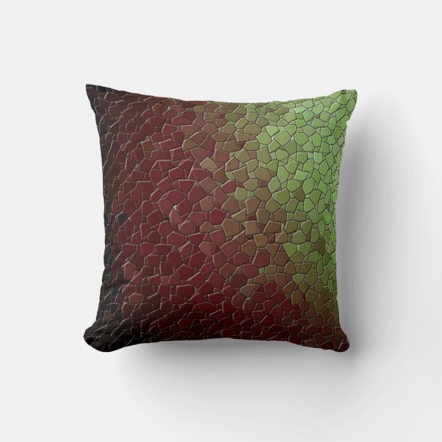 Coussin Faux Mosaic Bourgogne Vert teinte (Recto)