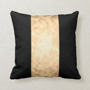 Coussin faux or clair élégant et rayures noires