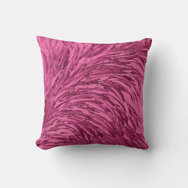 Coussin Faux Ostrich Feather Design Rose (Recto)