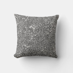 Coussin Faux Parties scintillant gris argent Texture look