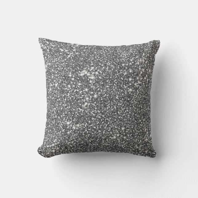 Coussin Faux Parties scintillant gris argent Texture look  (Recto)