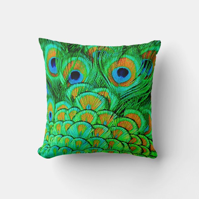 Coussin Faux Peacock Plumes Abstrait Motif de la nature (Recto)