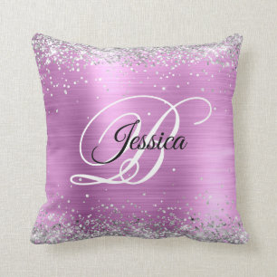 Coussin Faux Shiny Silver Parties scintillant Lavender Foi