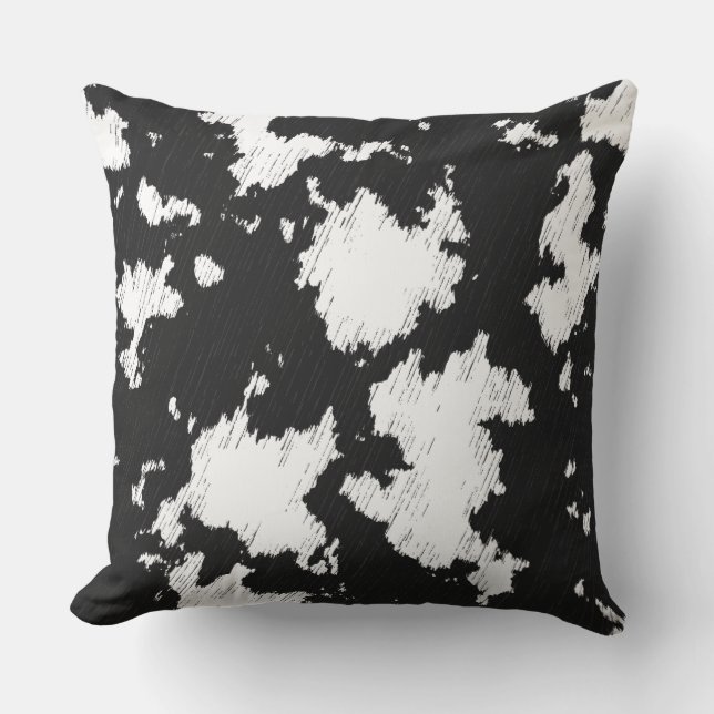 Coussin Faux Vache Impression noir et blanc (Recto)