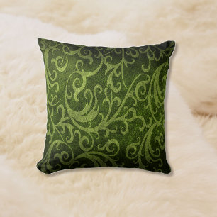 Coussin Faux Vert En Cuir Embossé