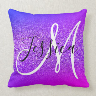 Coussin Faux Violet Parties scintillant Miami Ombre Monogr