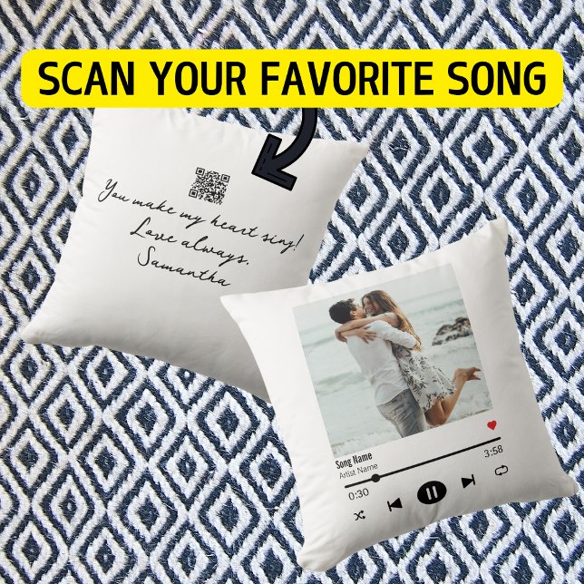 Coussin Favori Song Music Playlist Photo avec code Qr (Créateur téléchargé)