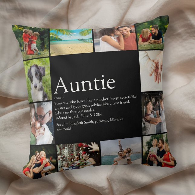 Coussin Favori Tante Tante Définition Fun Photo Collage (Favorite Aunt Auntie Definition Fun Photo Collage Throw Pillow)