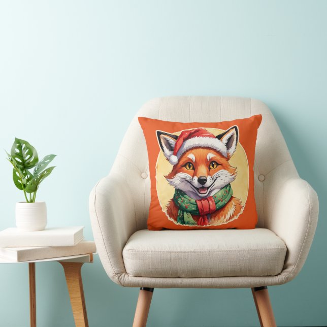 Coussin Favoris de Noël animal amusant - Fox 1 (Chaise)