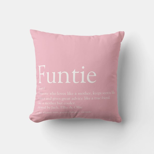 Coussin Favorite Funtie Tante Définition Rose (Recto)