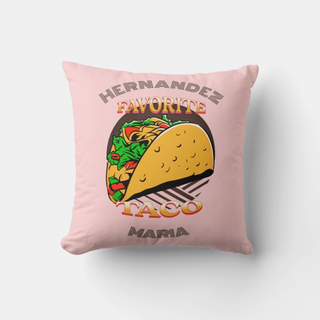 Coussin Favorite Taco, Cool aliment préféré Cadeau personn (Recto)