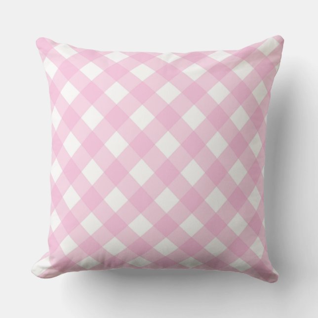 Coussin Faye et Lauren Bright Pink En vichy (Recto)