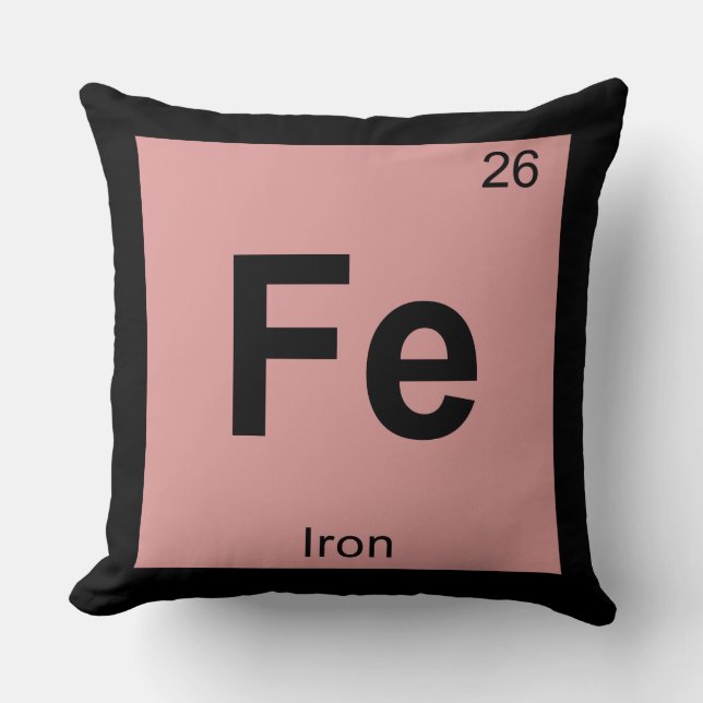 Coussin Fe - Chimie du fer Symbole du tableau périodique É (Recto)