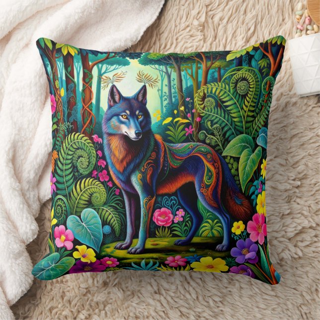 Coussin Fée animal loup gris cool (Couverture)