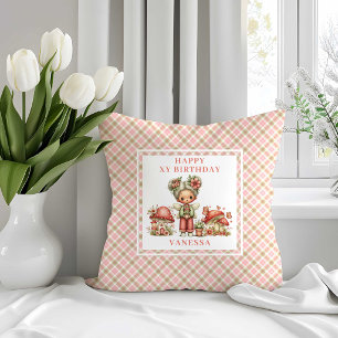 Coussin Fée Capricieuse 4ème Anniversaire Fleurs Roses Cou