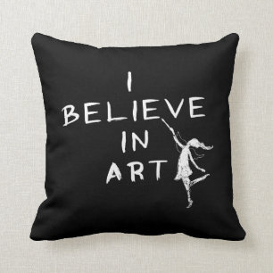 Coussin Fée d'art : Je crois à l'art (le noir)