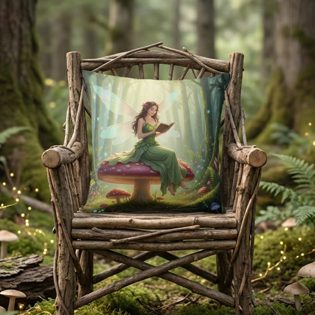 Coussin Fée de jour enchantée lisant un livre (Créateur téléchargé)