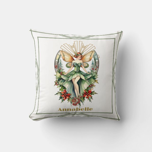 Coussin Fée de Noël Art déco (Recto)