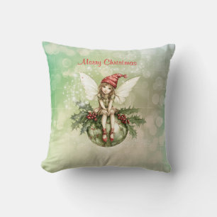 Coussin Fée de Noël mignonne sur un ornement
