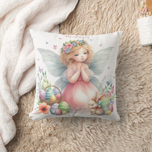 Coussin Fée de printemps de Pâques à l'aquarelle (Couverture)