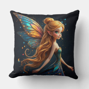 Coussin Fée Envoûtante aux Ailes Colorées