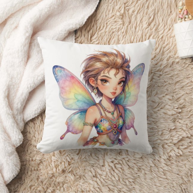 Coussin Fée gardienne arc-en-ciel lumineuse (Couverture)