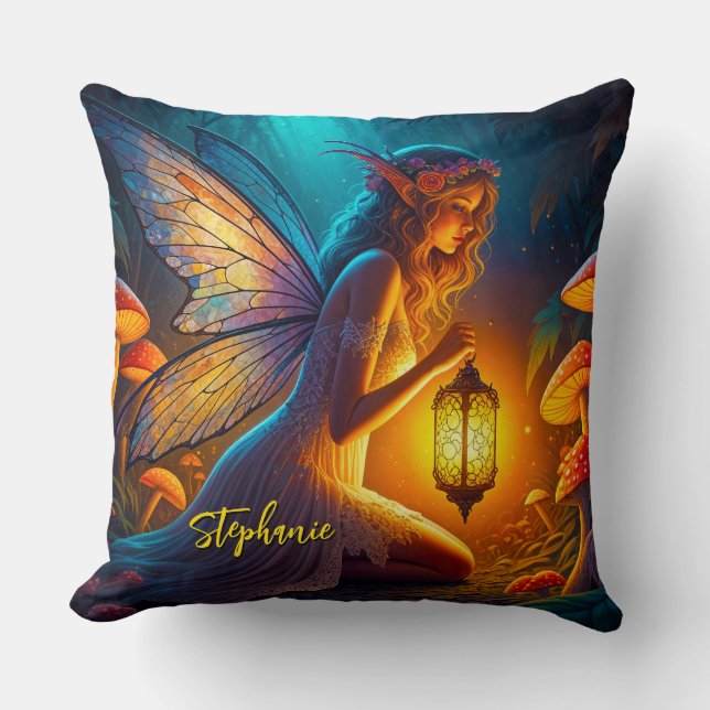 Coussin Fée Magique Dans Le Jardin Fantastique  (Recto)