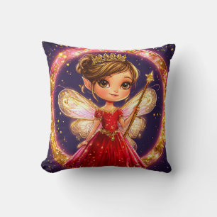 Coussin Fée Magique Pailletée en robe rouge pour cadeau de