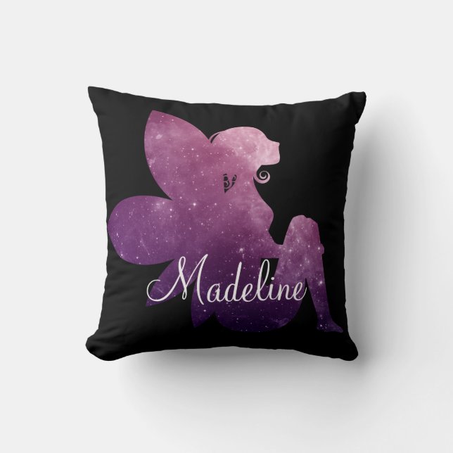 Coussin Fée magique violette personnalisée (Recto)