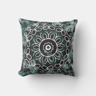 Coussin Fée Noir Turquoise Design Medallian
