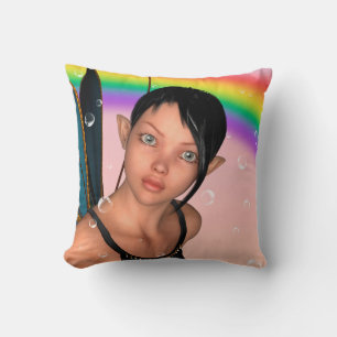 Coussin Fée sous l'arc-en-ciel