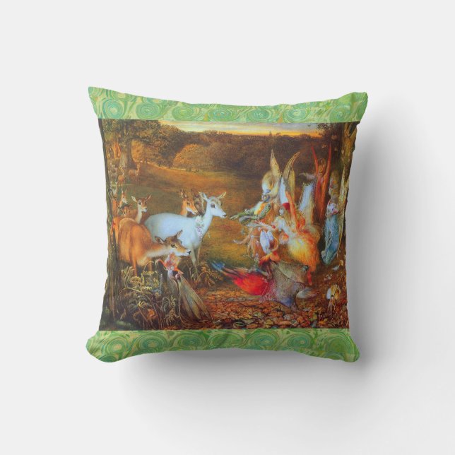 Coussin Fées, cerfs et crevettes de FORÊT ENCHANTÉES En au (Recto)