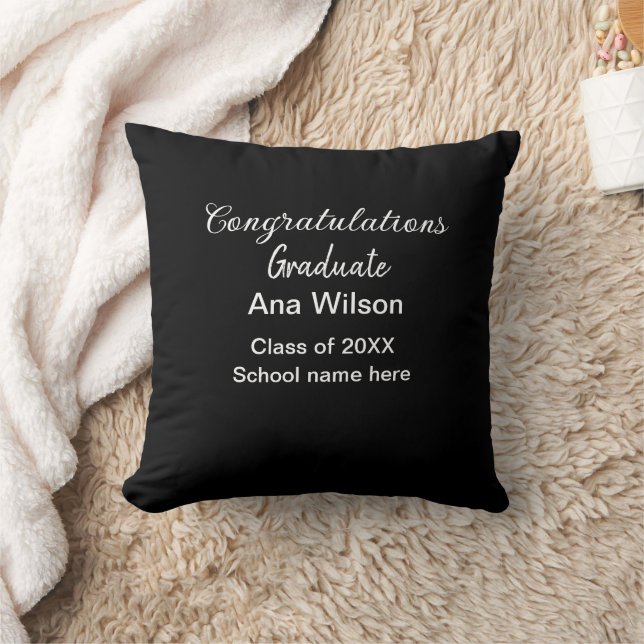 Coussin félicitations diplômé ajouter nom classe année sco (Couverture)