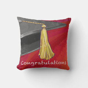 Coussin Félicitations Diplômé Noir et Rouge