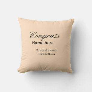 Coussin Félicitations diplômé nom de l'université promotio
