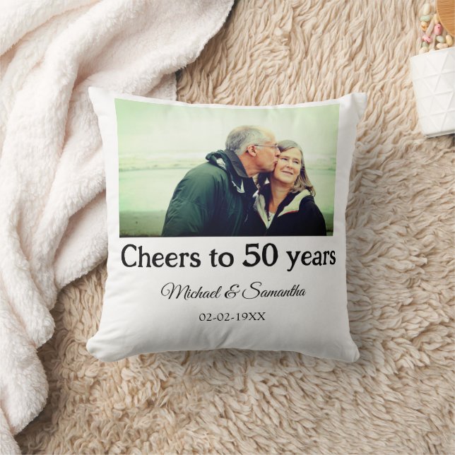 Coussin félicitations pour les 50 ans de mariage nom photo (Couverture)