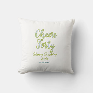 Coussin félicitations quarante nom vert bleu pastel annive
