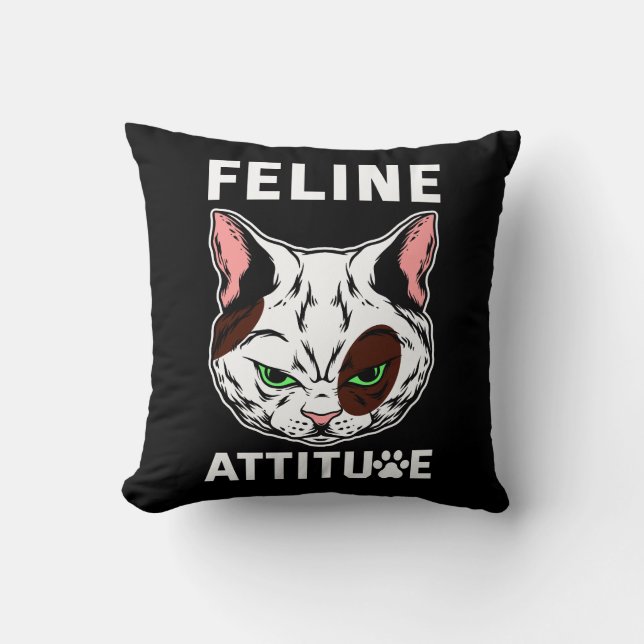 Coussin Feline Attitude Chat Mood Caractère animal de comp (Recto)