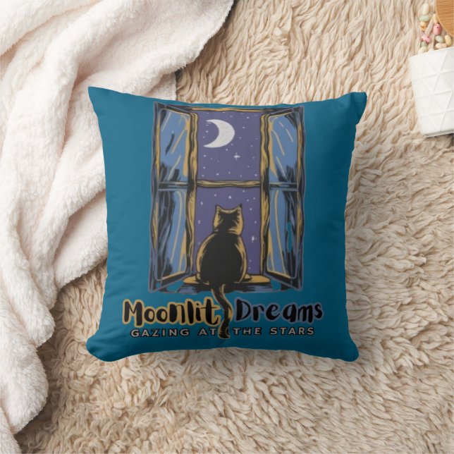 Coussin Feline de la flambée : Chat noir dans une nuit mag (Couverture)