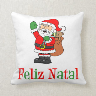 Coussin Feliz Natal Portugais Noël Père Noël