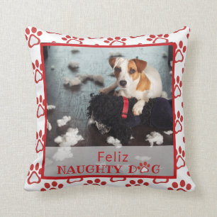 Coussin Feliz Naughty Chien Rouge Empreinte de patte Anima