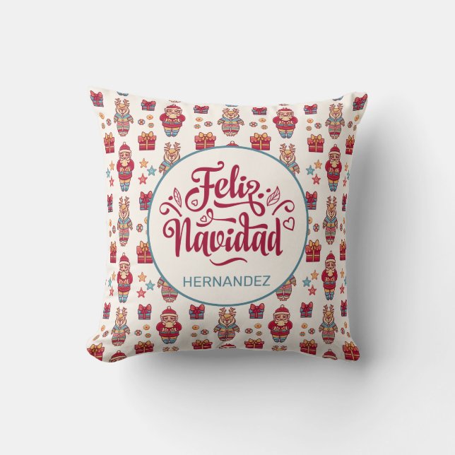 Coussin Feliz Navidad Personnalisé (Recto)